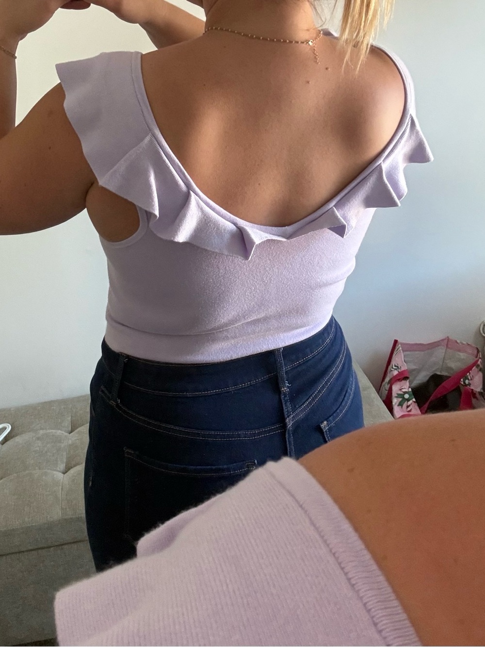 Express Lilac Ruffle Crop Top - Picture 2 of 4